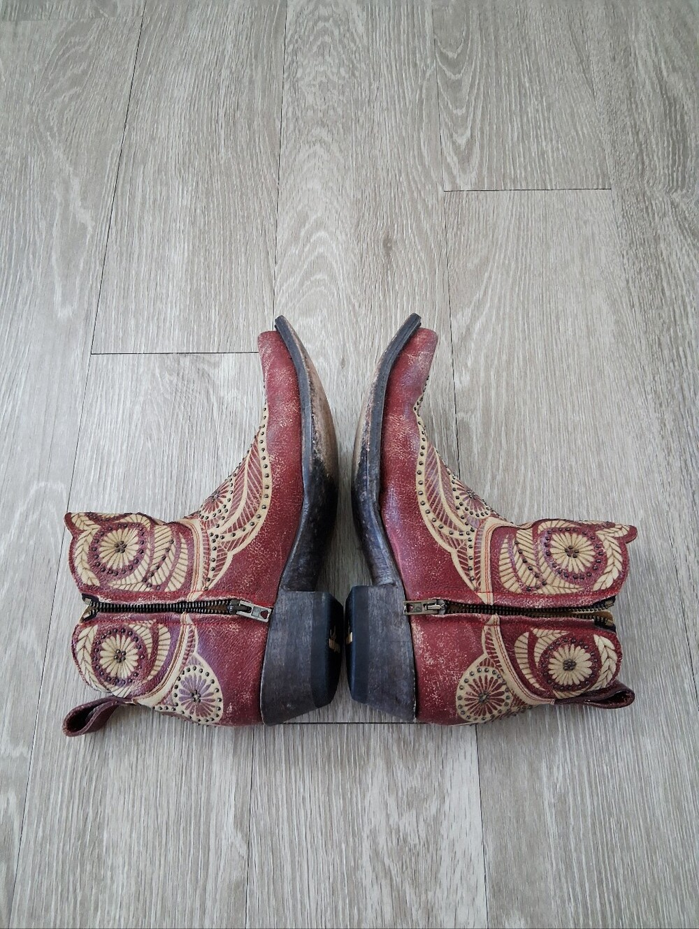 Old Gringo Valentine Dion Boots 2775 Red Distressed Leather Studded Floral - Picture 7 of 16
